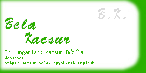 bela kacsur business card